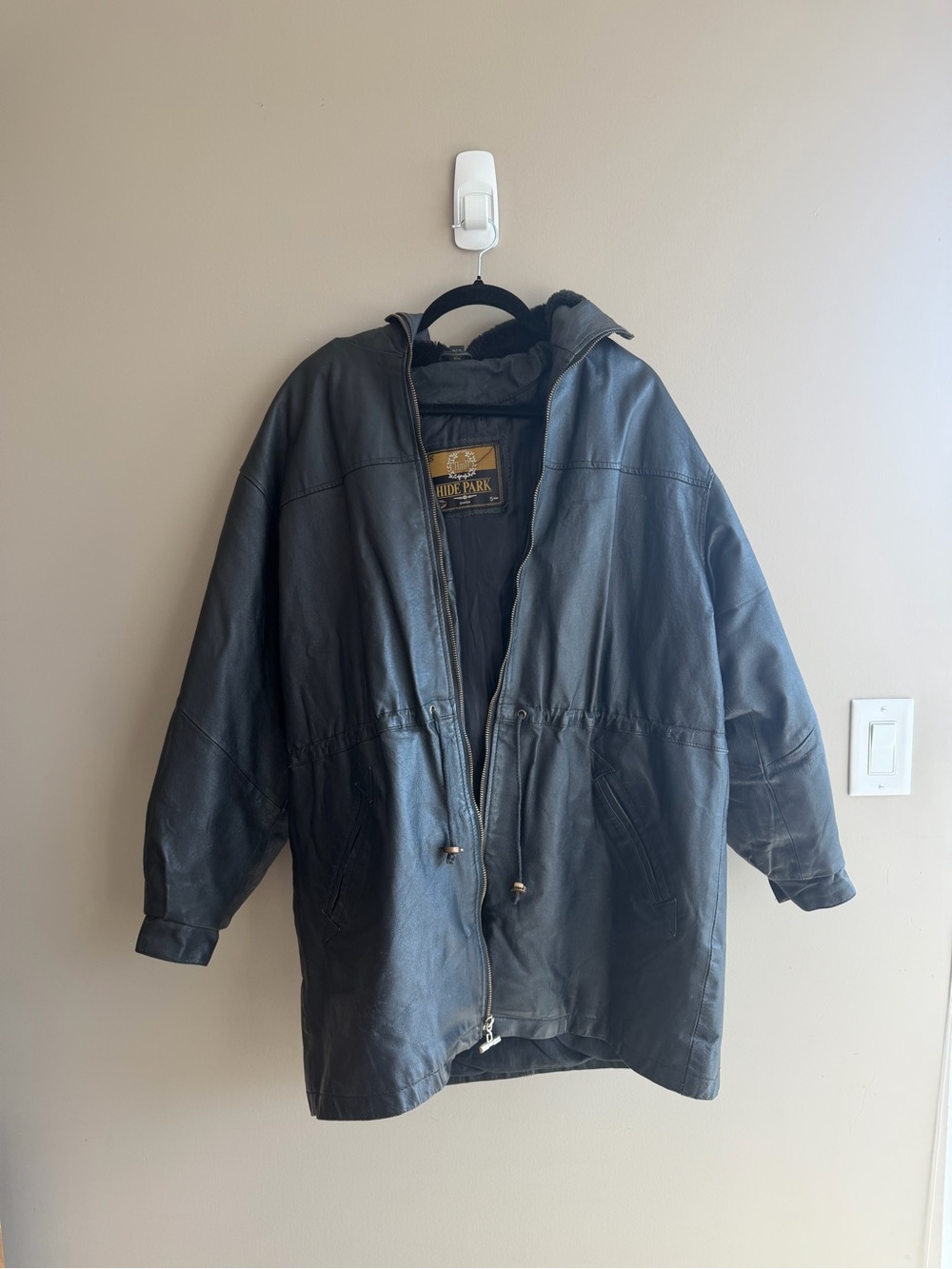 Black Leather Hooded Leather Jacket
